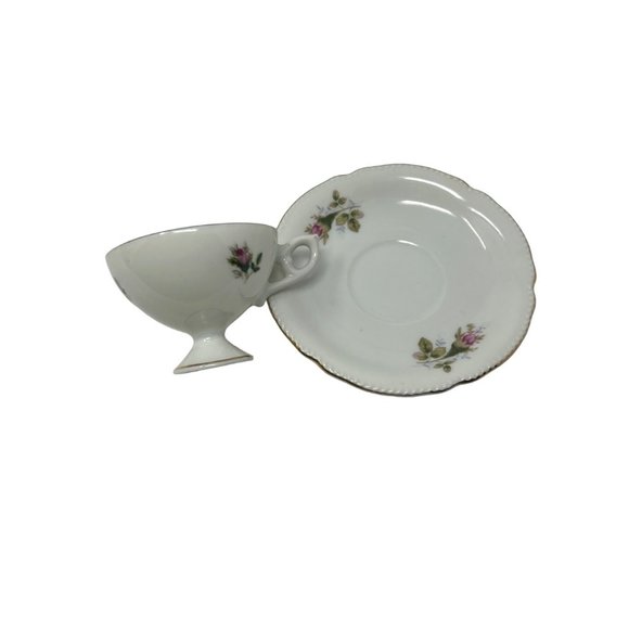 Royal Sealy China Demitasse Tea Cup and Saucer with Rose Design‎ - Vintage - Picture 1 of 8